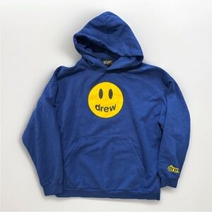 DREW HOUSE Justin Bieber Mascot Smiley Blue Pullover Hoodie Adult Size Large